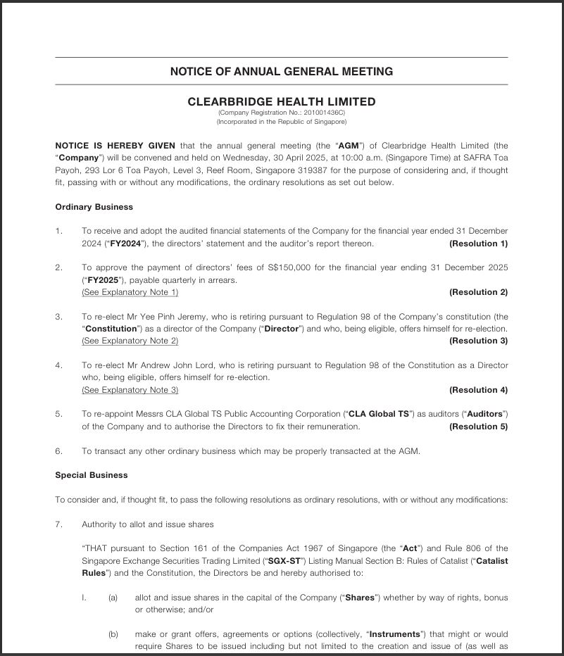 Notice of AGM Apr 25